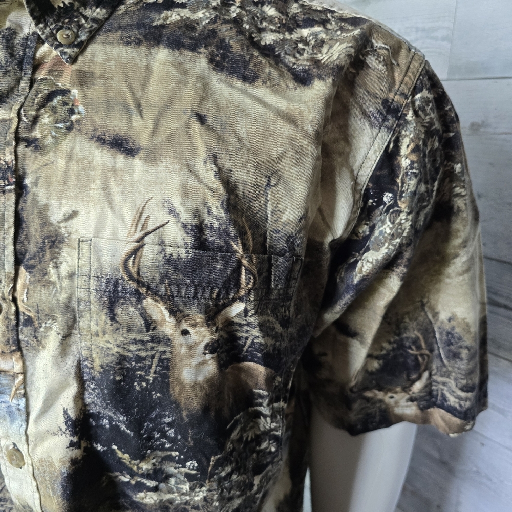 RedHead Deer Wildlife Hunting Camo Cotton Button Down Shirt Large - Picture 6 of 13